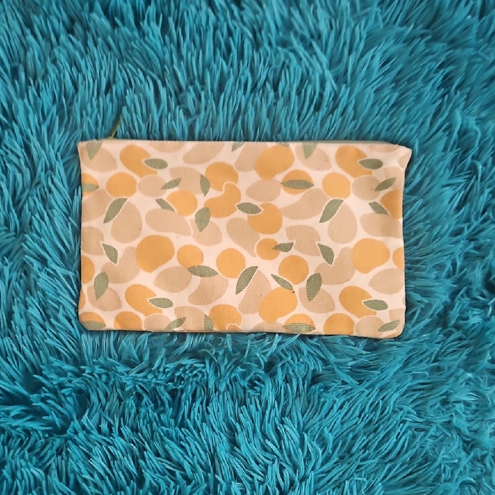 Yellow Lemon Print Fabric Pouch